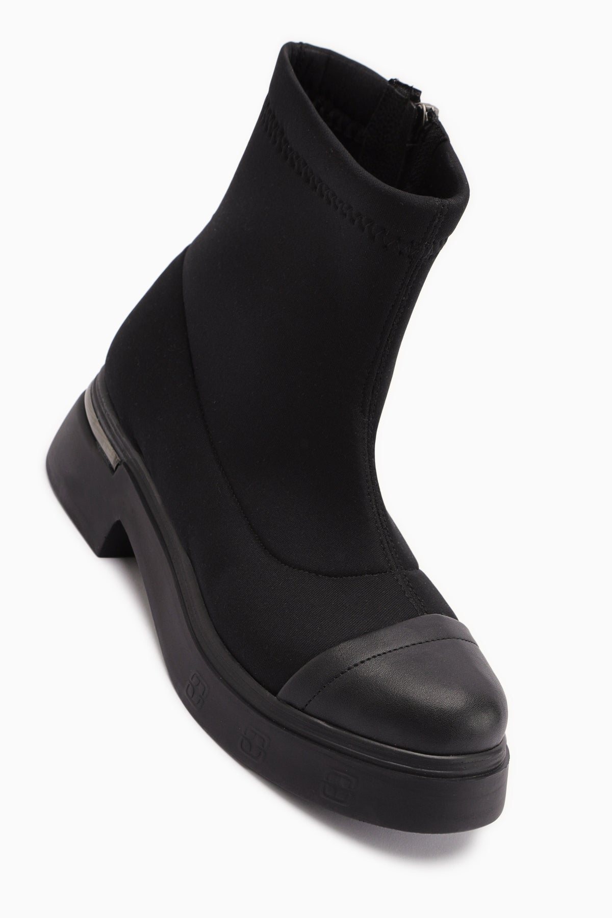 Kaiza Siyah Deri Detaylı Dalgıç Kumaş Bot