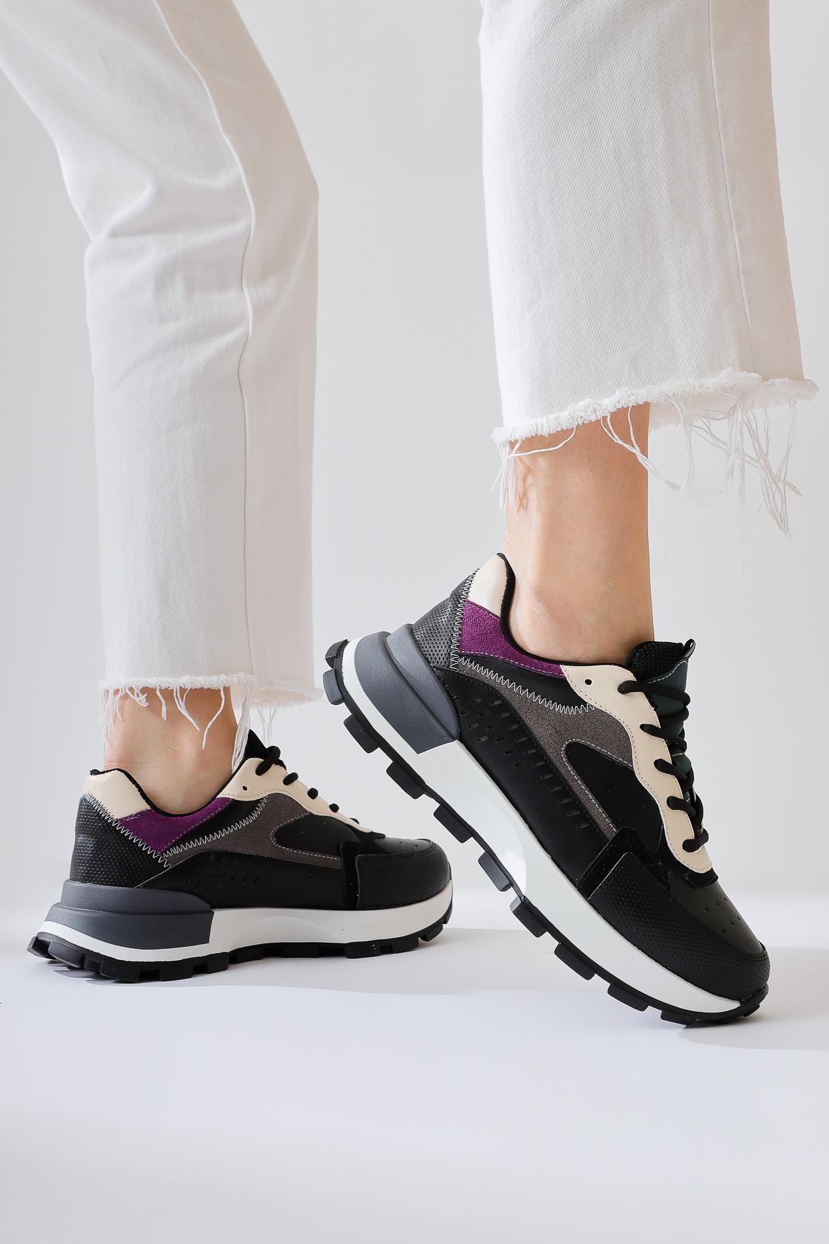 Sin Siyah Süet Bağcıklı Yüksek Taban Sneakers