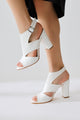 Magdalena Beyaz Yüksek Topuk Açık Burun Sandalet