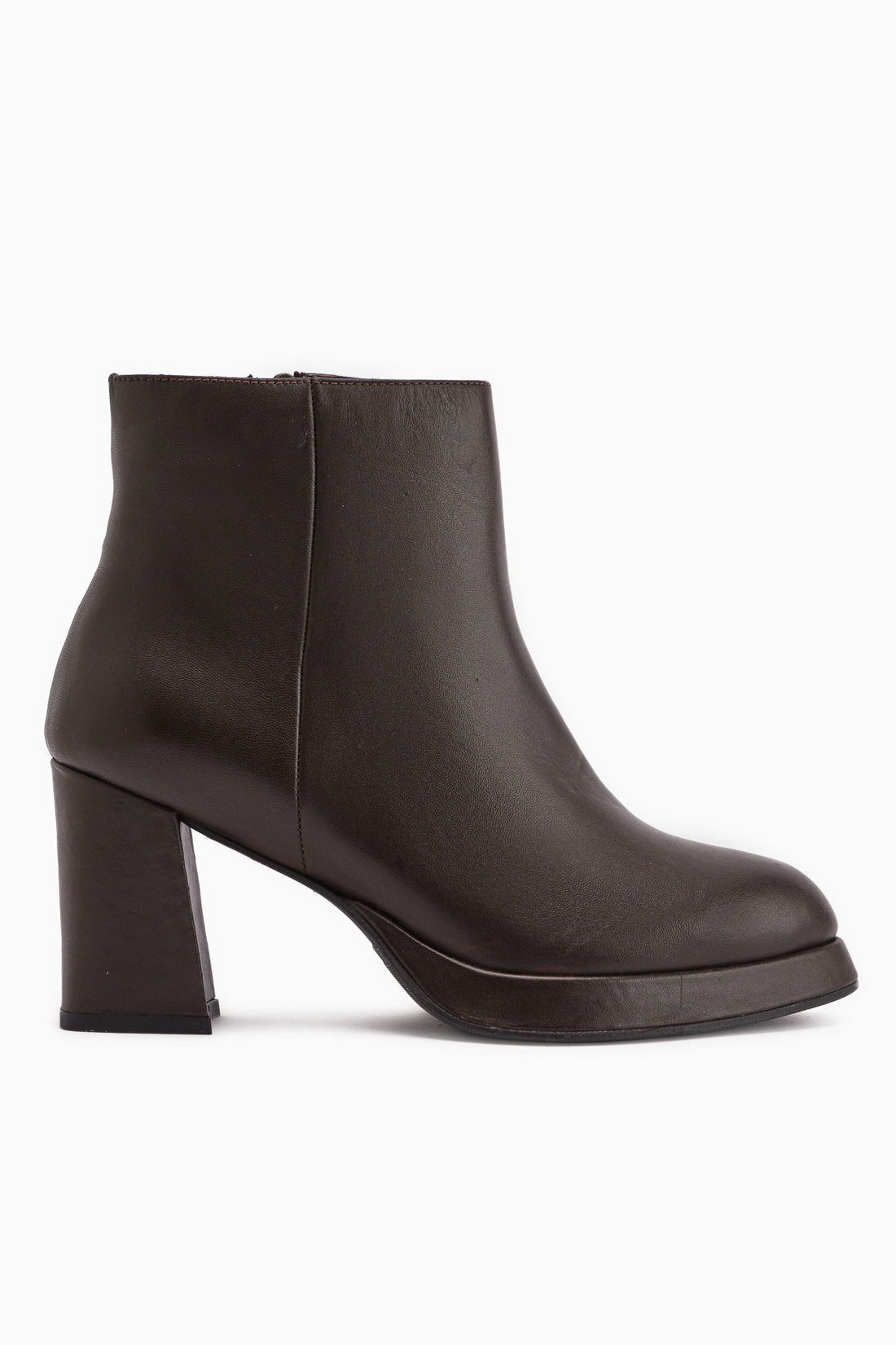 Gaby Hakiki Deri Kahve Platform Topuklu Kadın Bot