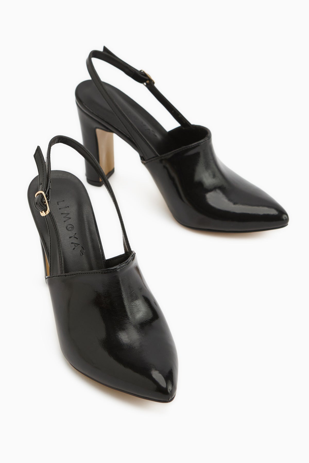 Maisa Siyah Sivri Burunlu Slingback Kalın Topuklu Kadın Ayakkabı