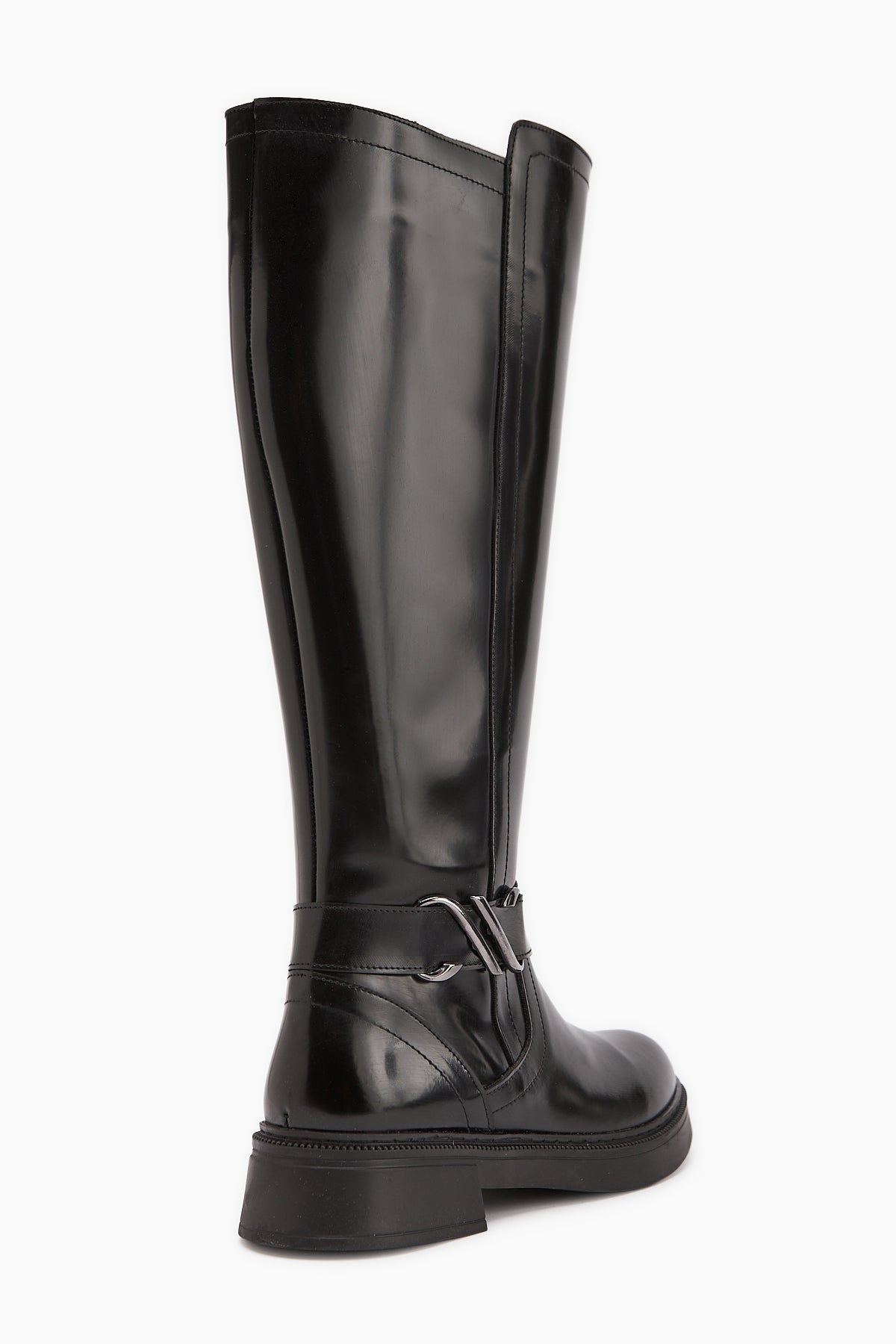 Birgita Siyah Rugan Toka Detaylı Fermuarlı Çizme