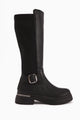Faria Siyah Dalgıç Kumaş Detaylı Tokalı Kalın Tabanlı Çizme