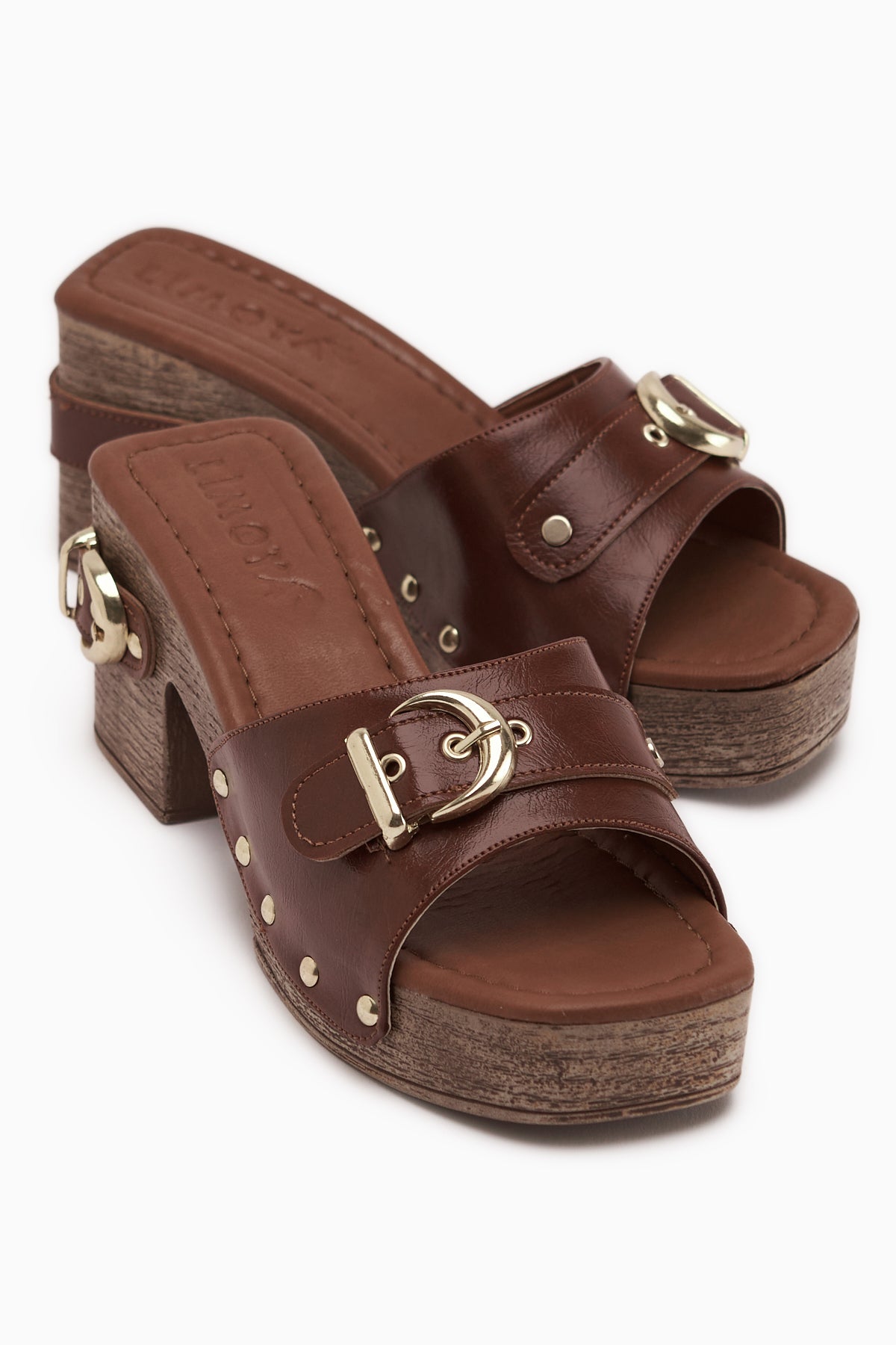 Edita Taba Kemer Detaylı Platform Topuklu Kadın Terlik