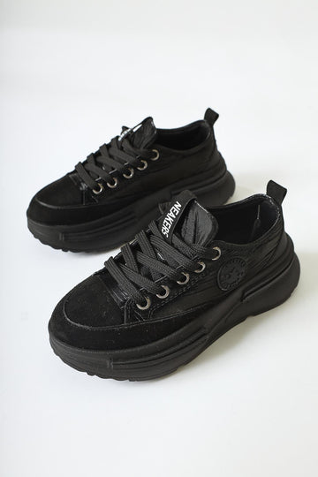 Ancy Siyah Paraşüt Kumaş Yıldız Patchli Sneakers