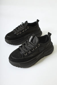 Ancy Siyah Paraşüt Kumaş Yıldız Patchli Sneakers
