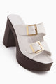 Leida Beyaz Tokalı Platform Topuklu Kadın Terlik