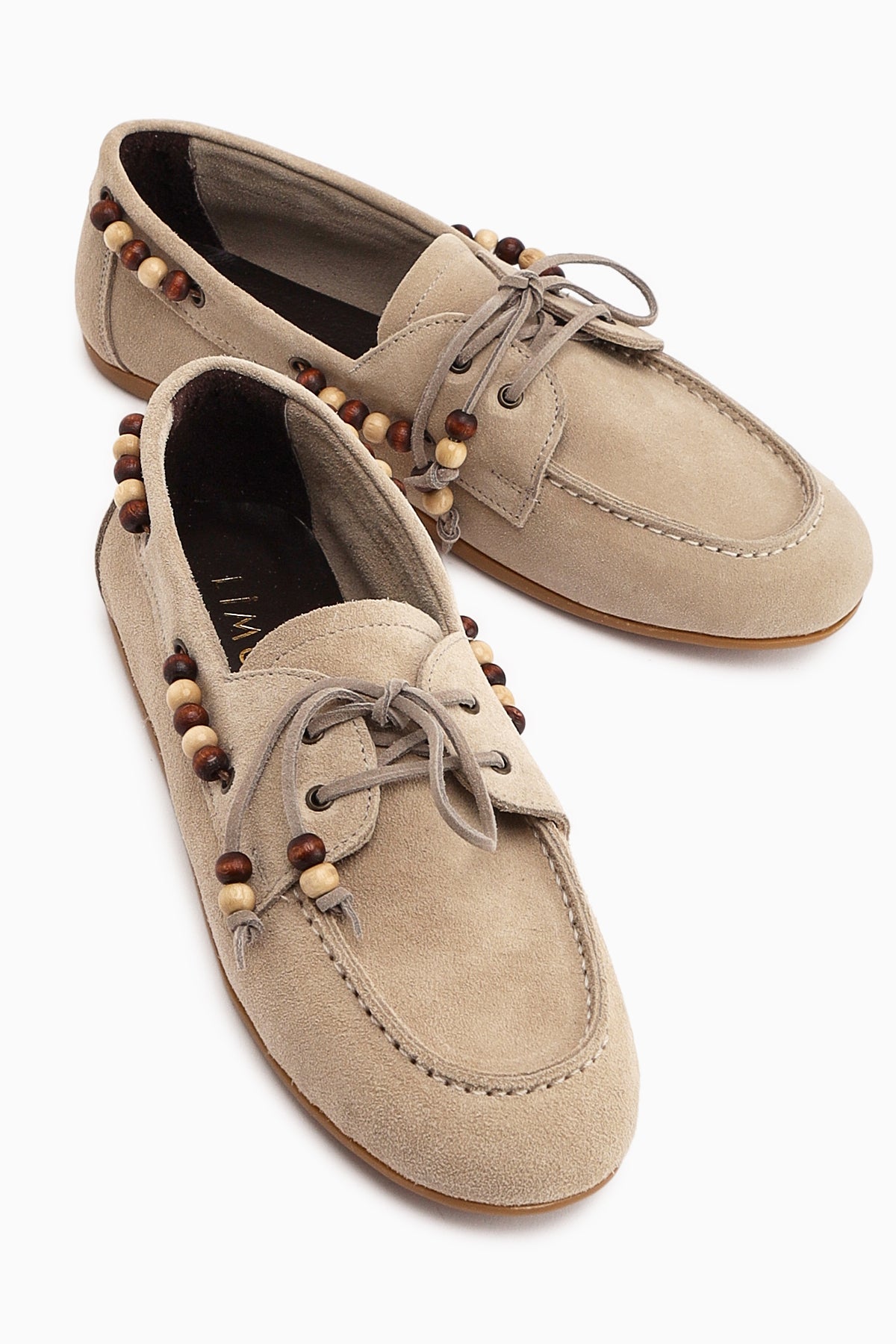 Liah Hakiki Deri Bej Kadın Loafer Ayakkabı