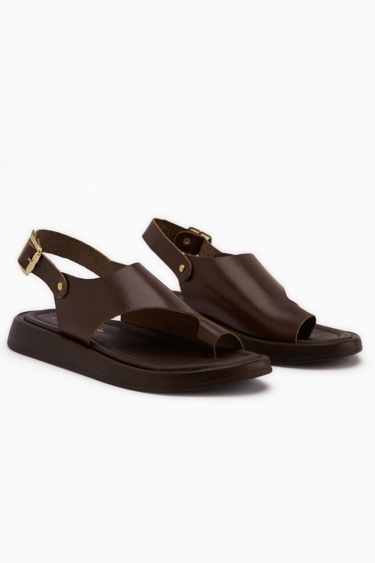 Alis Hakiki Deri Kahve Parmak Arası Kadın Sandalet