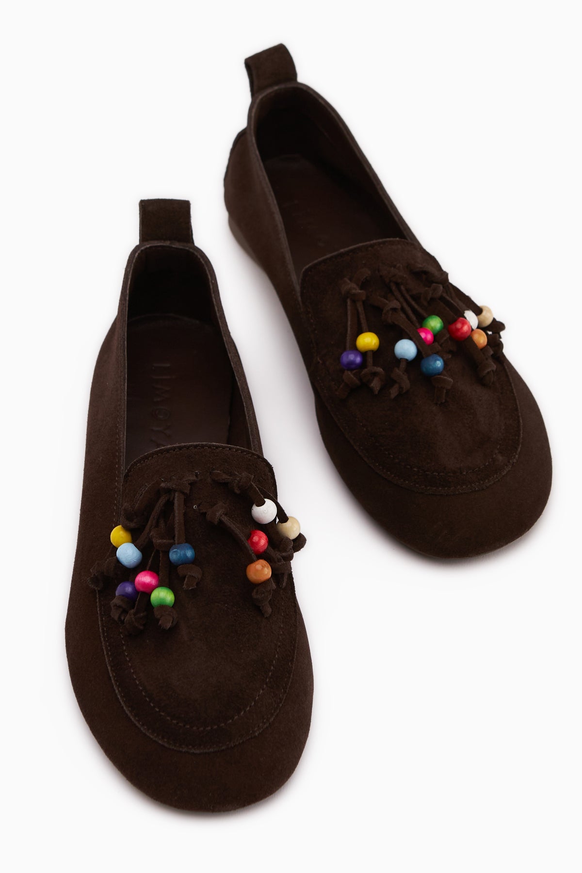 Benita Hakiki Deri Kahve Boncuk Detaylı Püsküllü Loafer Kadın Günlük Ayakkabı