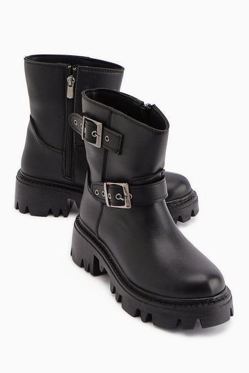 Veneta Siyah Kemer Detaylı Bot