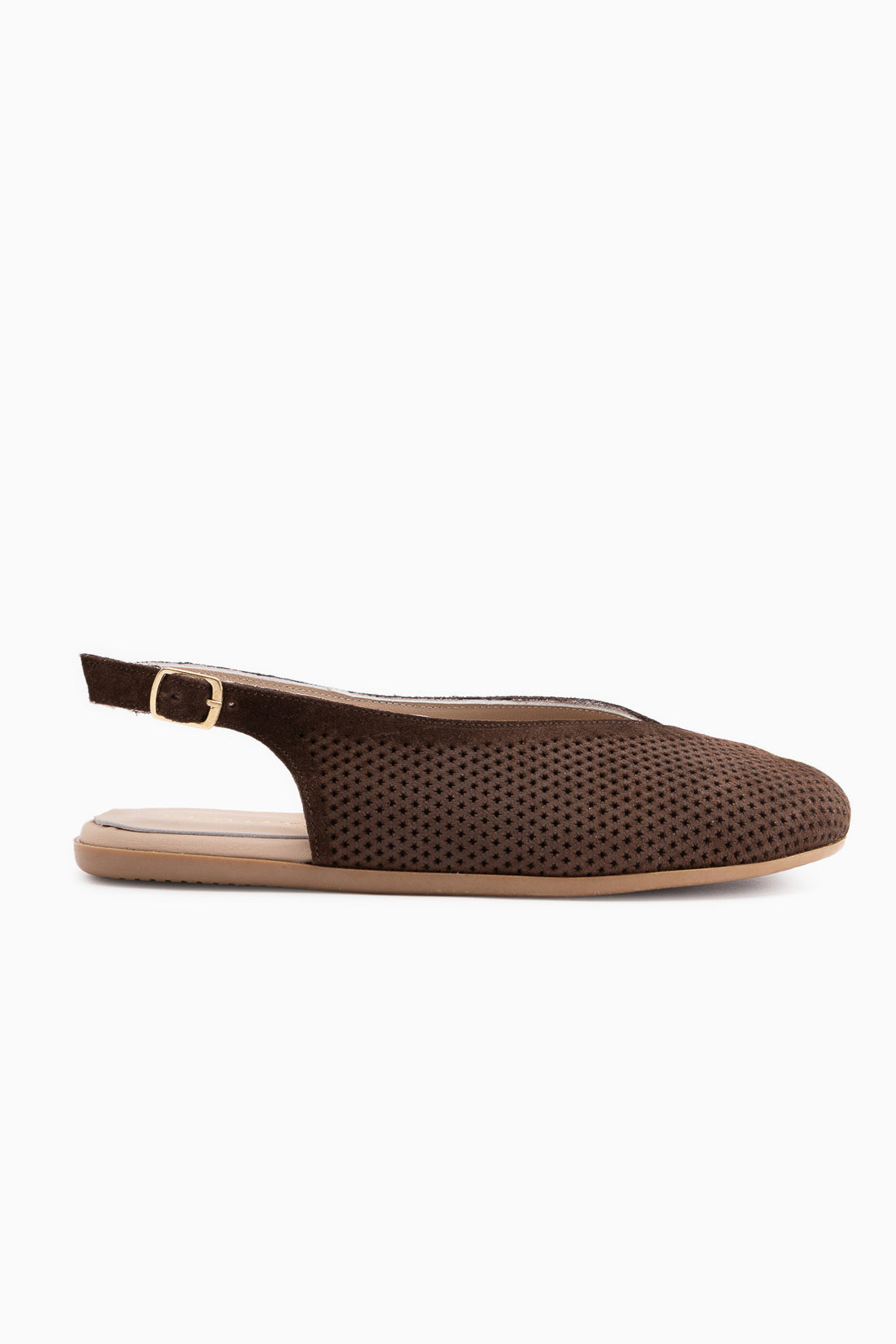 Avin Hakiki Deri Kahve Süet Kadın Slingback Babet