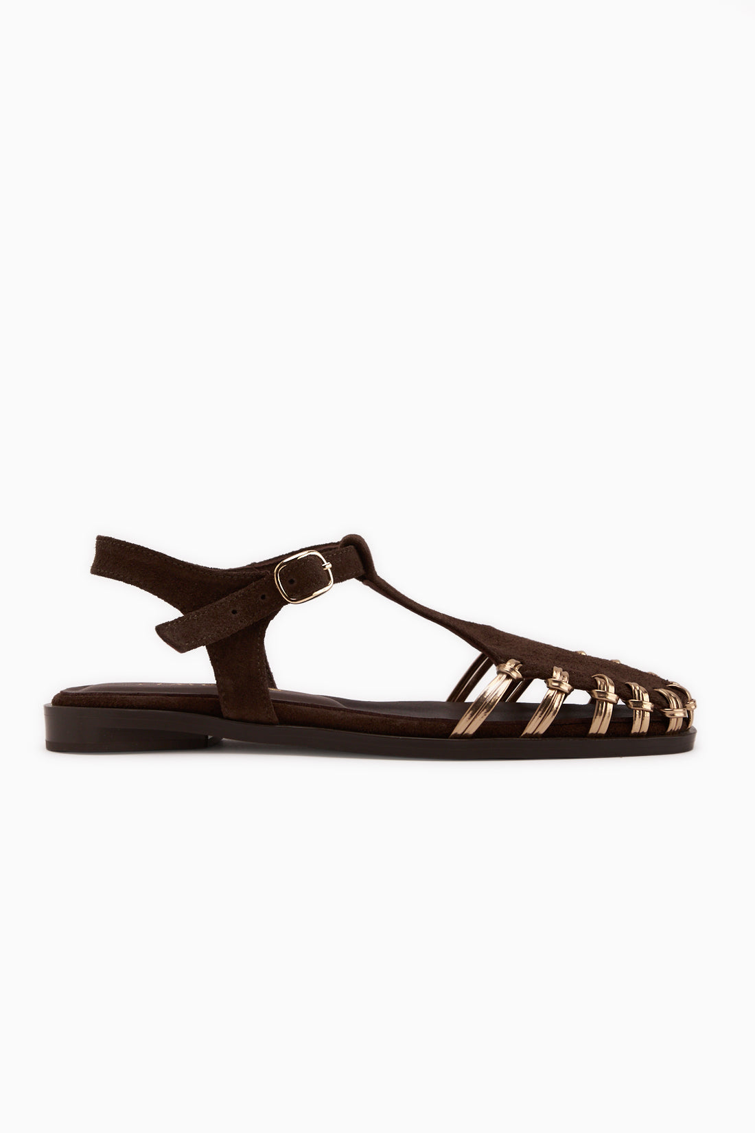 Kiera Hakiki Deri Kahve Süet Kemerli Kadın Sandalet