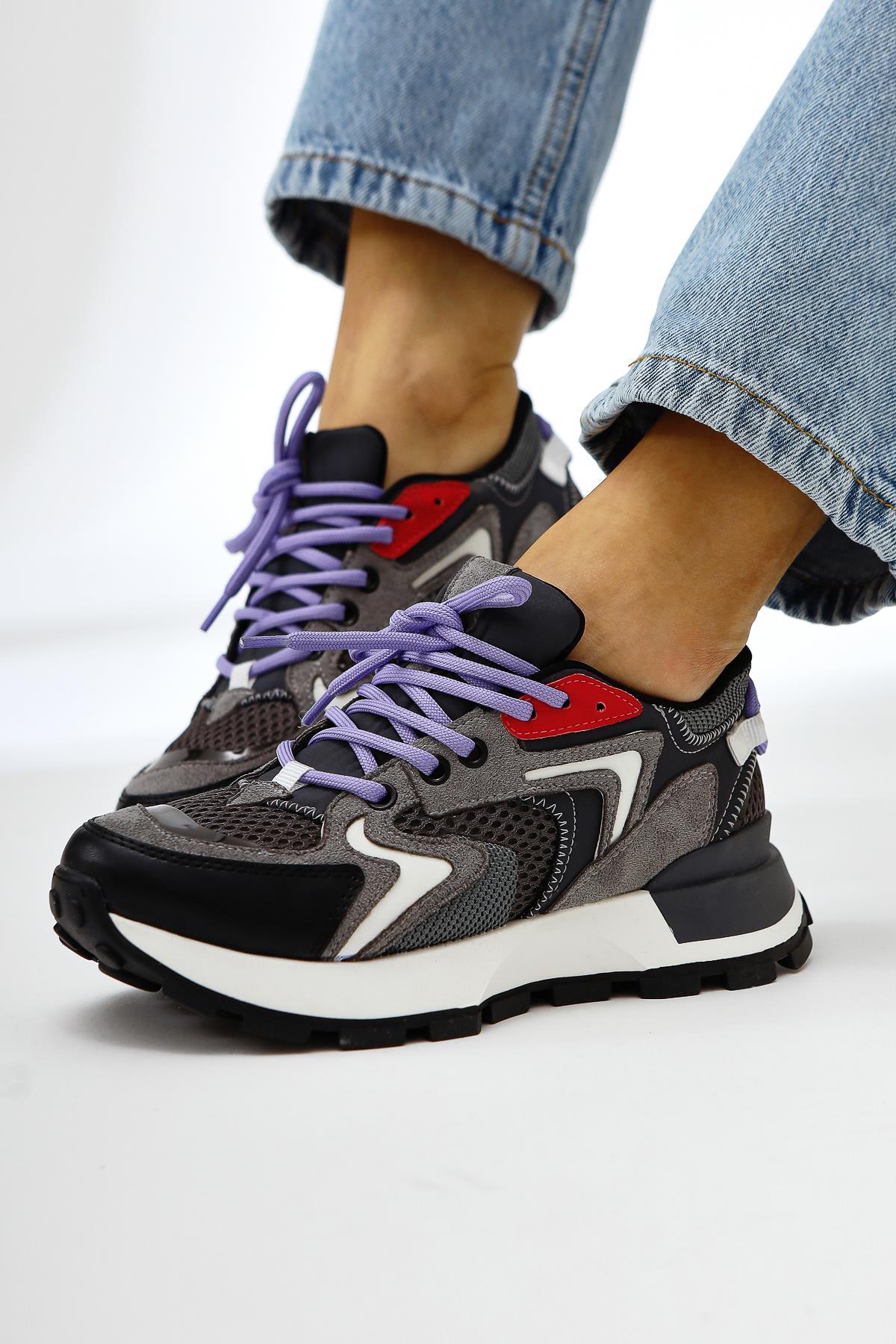 Onella Füme Süet Detaylı Bağcıklı Kadın Sneakers