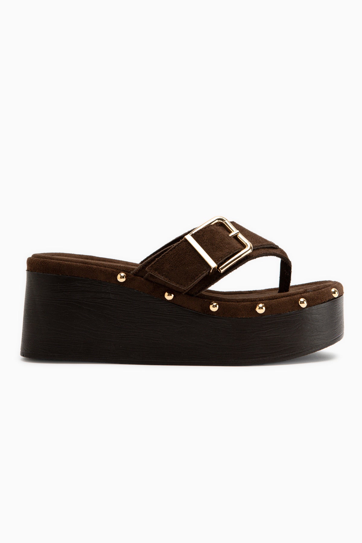 Arla Kahve Süet Toka Detaylı Dolgu Topuklu Kadın Terlik