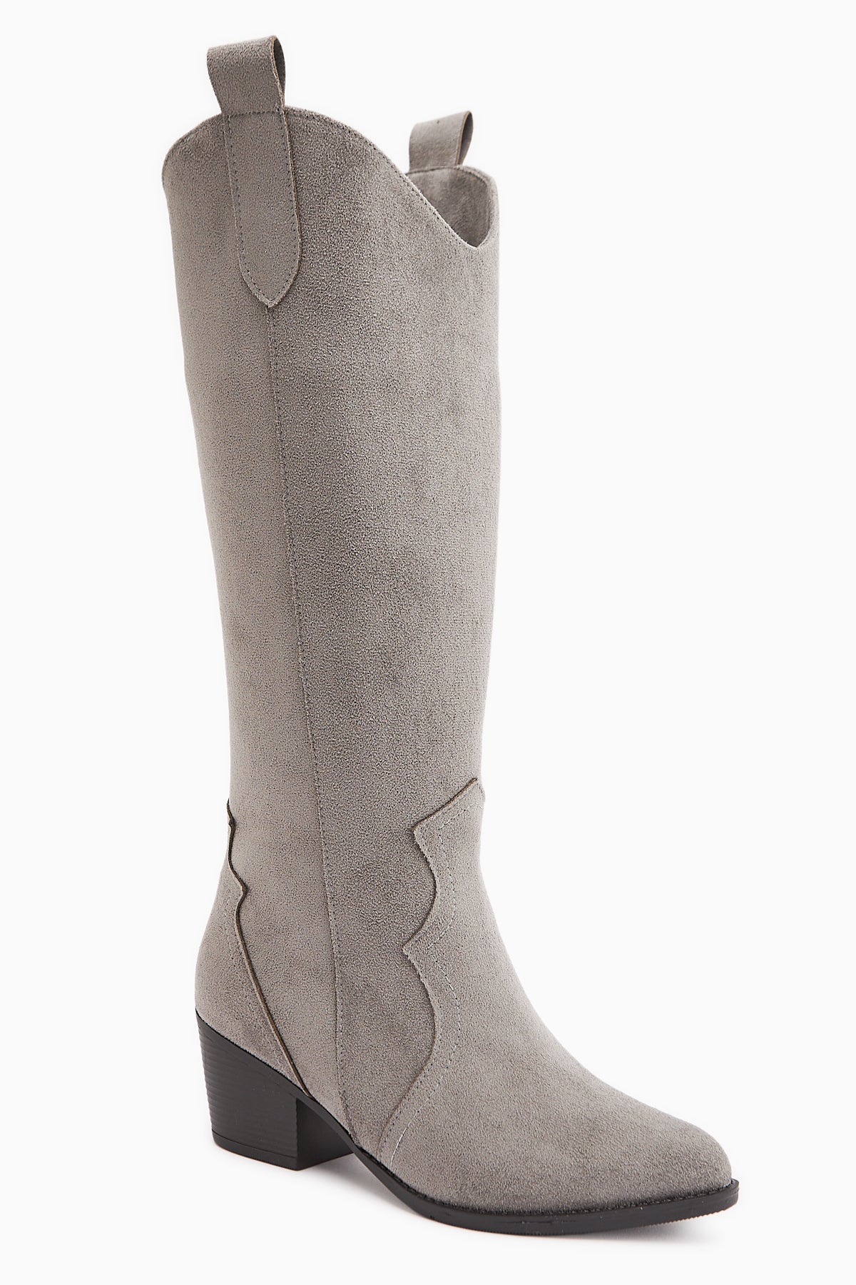 Lhena Gri Süet Western Çekme Çizme