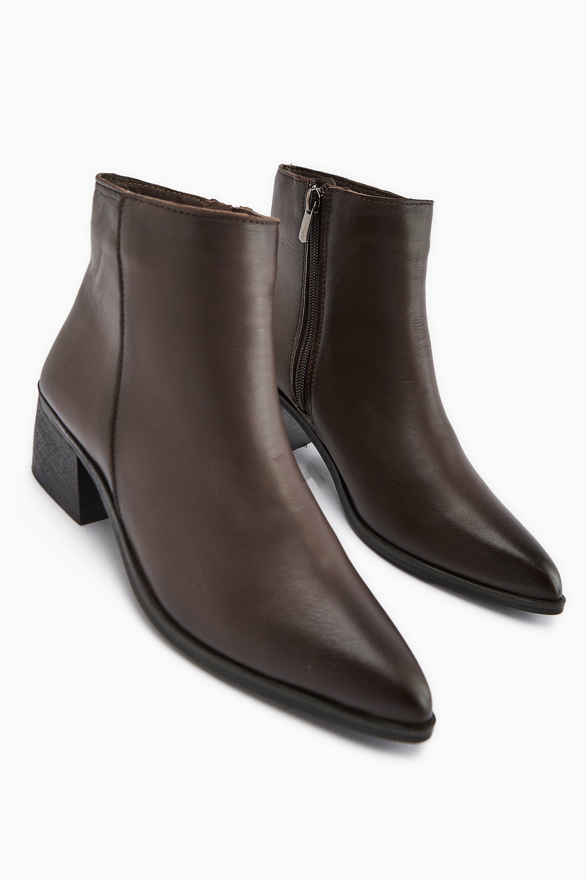 Mita Hakiki Deri Kahve Topuklu Kadın Bot