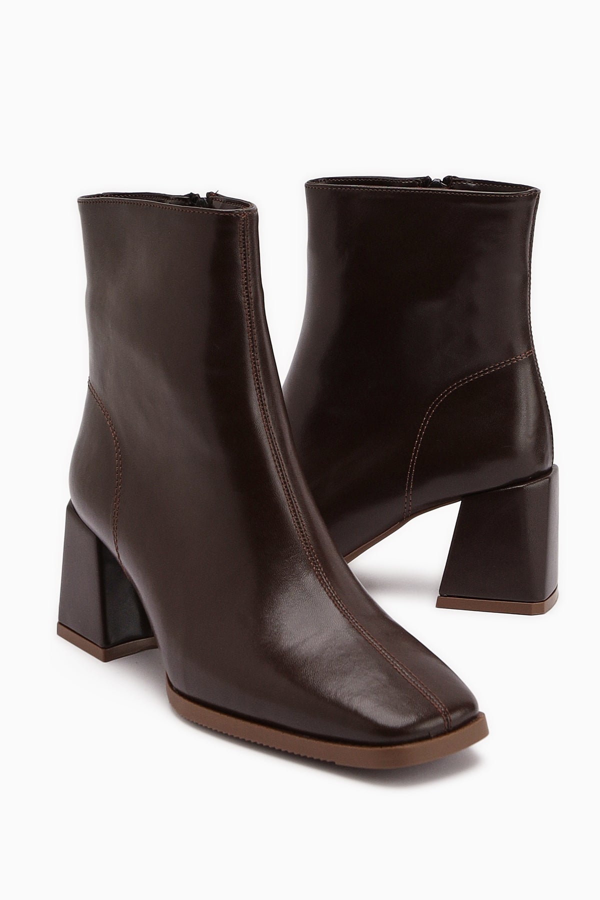 Margot Kahve Küt Burunlu Topuklu Kadın Bot