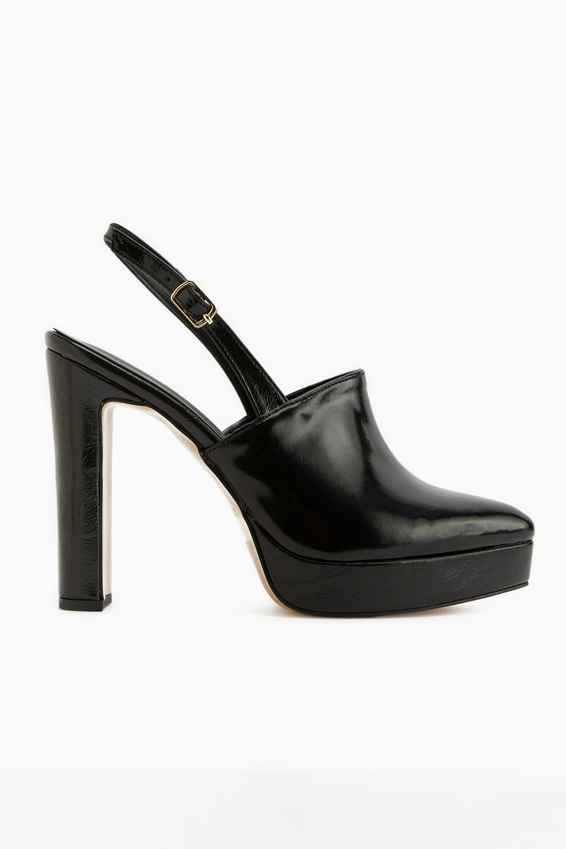 Marlen Siyah Sivri Burunlu Slingback Platform Topuklu Kadın Ayakkabı