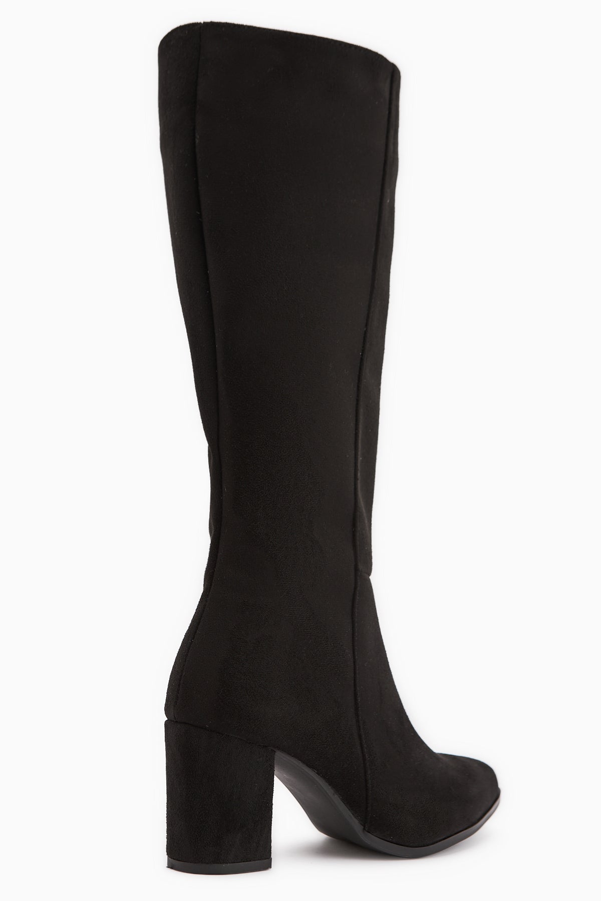 Tatum Siyah Süet Sivri Burunlu Orta Topuklu Çizme