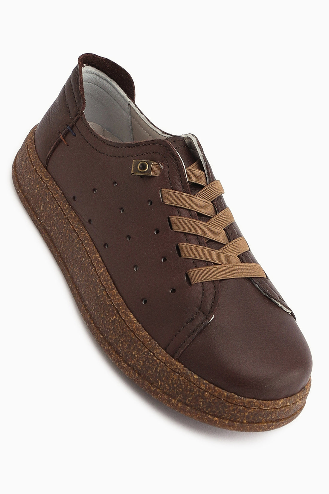 Judi Hakiki Deri Kahve Rahat Tabanlı Kadın Yazlık Sneakers