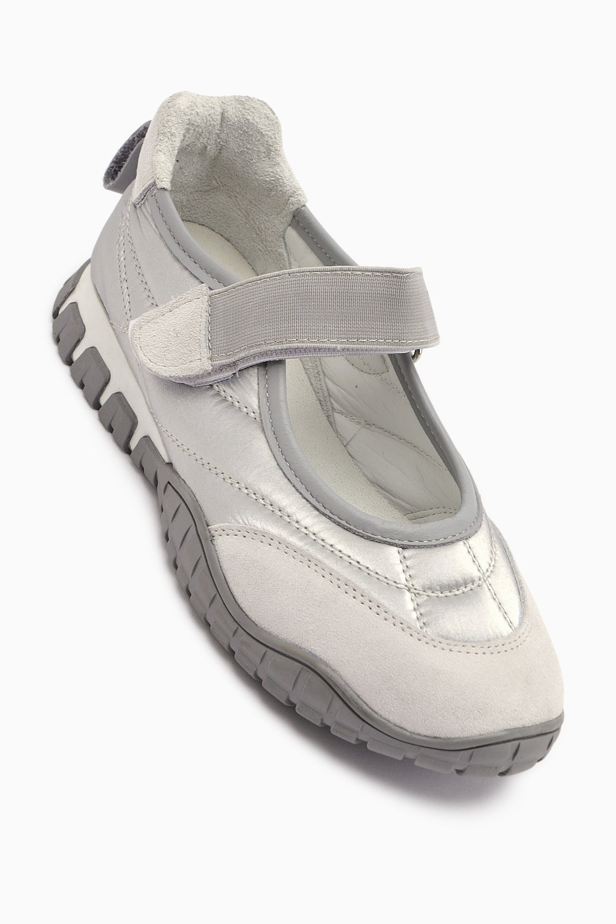 Nora Gri Kürklü Cırt Cırtlı Spor Babet