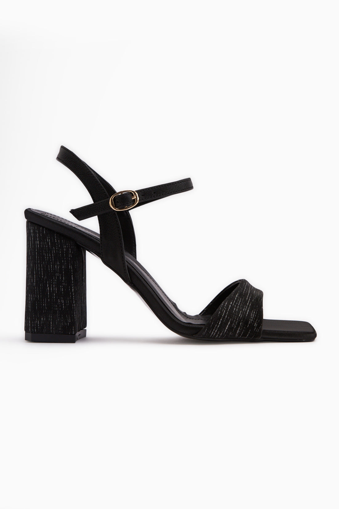 Janica Siyah Bilekten Tokalı Kalın Topuklu Kadın Sandalet