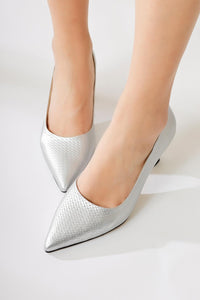 Dorothe Gümüş Desenli Kadeh Topuk Stiletto
