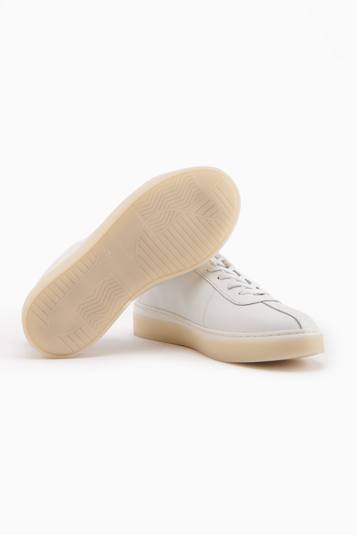 Eddie Hakiki Deri Beyaz Sarı Sneaker Kadın Ayakkbı