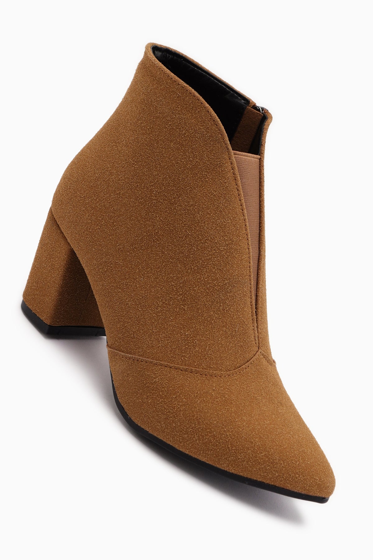 Maria Elena Nud Süet Sivri Burunlu Fermuarlı Topuklu Bot