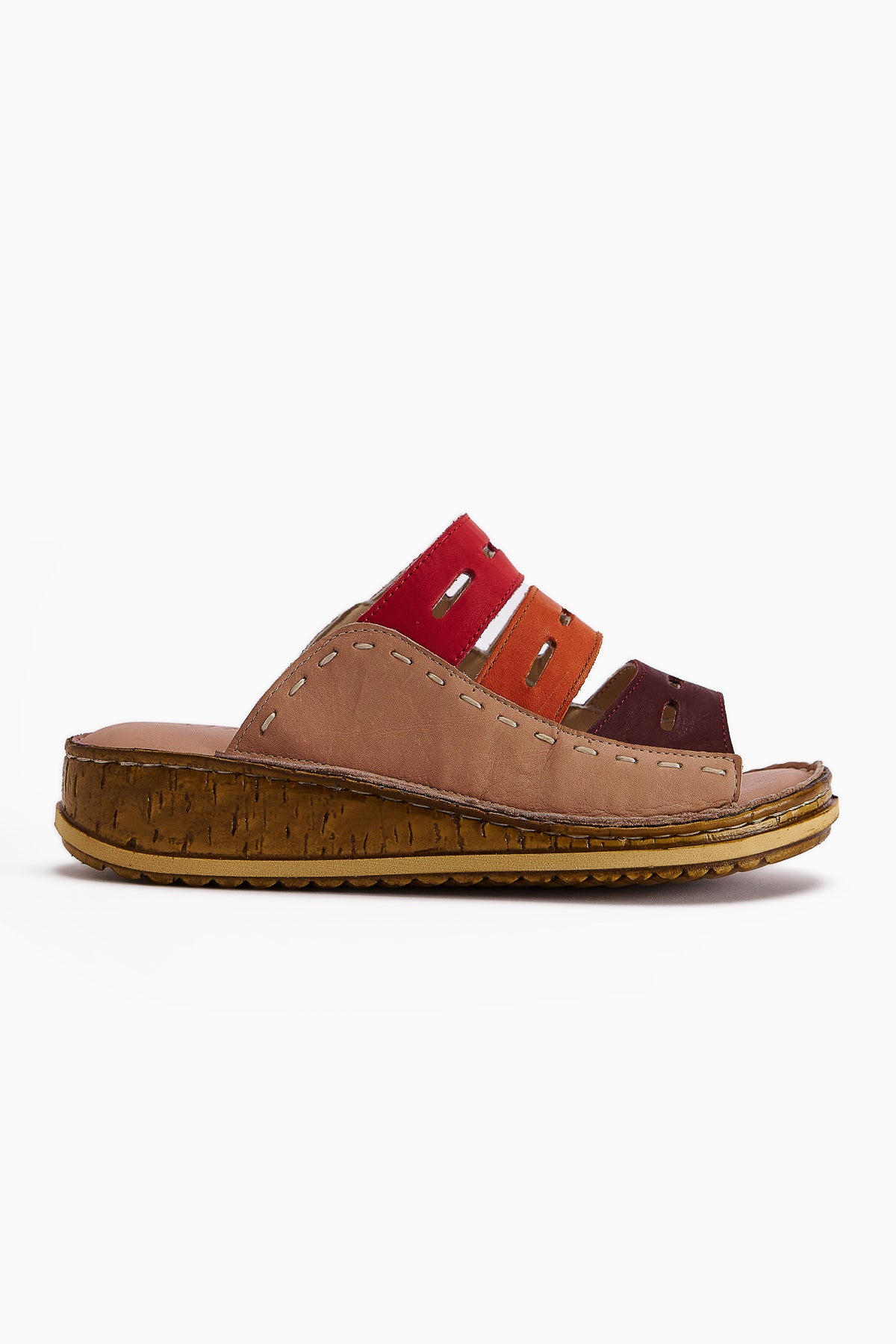 Hakiki Deri Joelle Ten Bordo Mor Portakal Comfort Lazer Kesim Terlik
