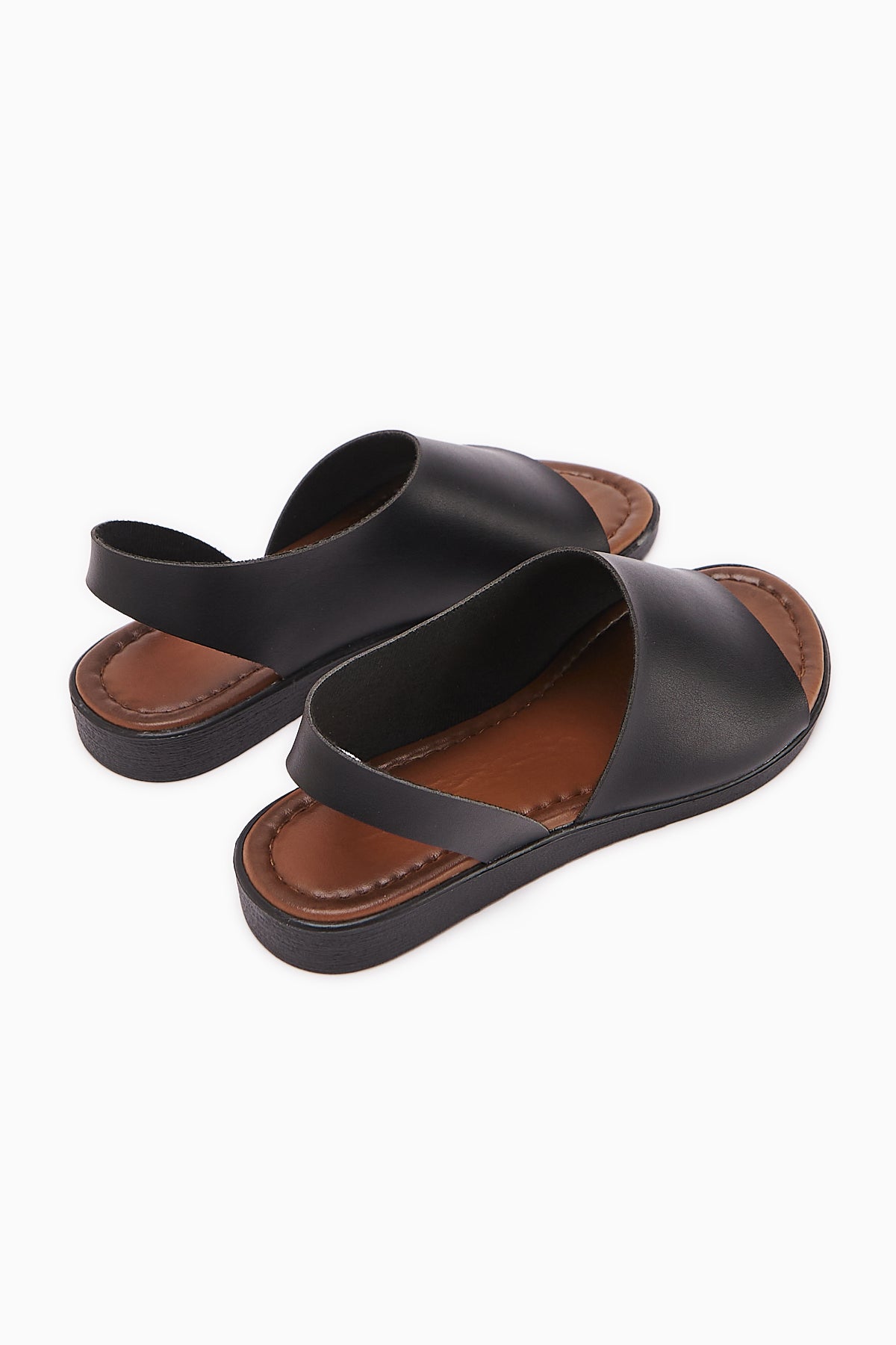 Hakiki Deri Kaia Siyah Sandalet