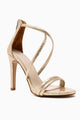 Liane Altın Dokulu Deri Baskı Çapraz Bantlı İnce Topuklu kadın Ayakkabı
