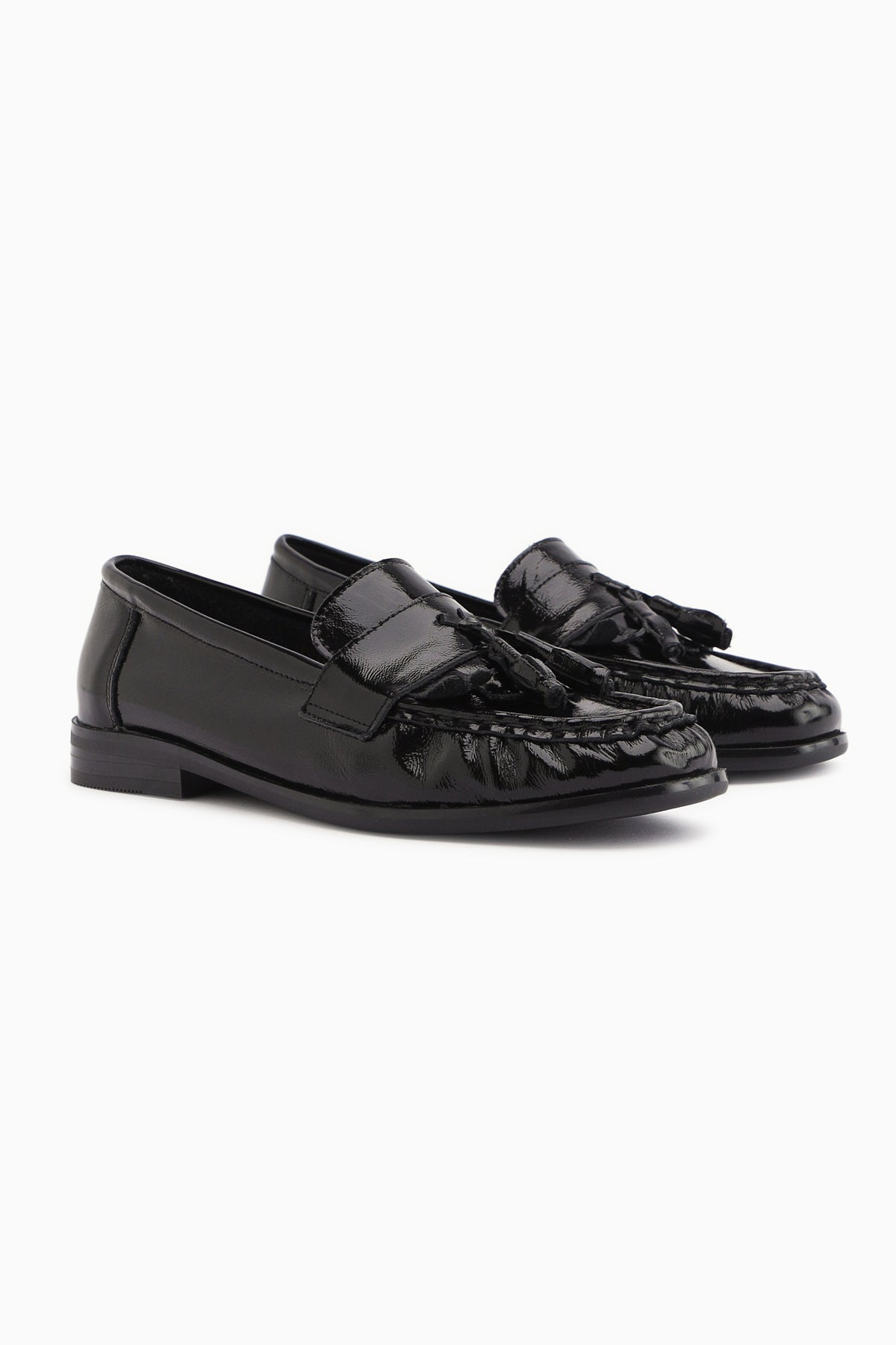 Kethy Hakiki Deri Siyah Rugan Kadın Loafer