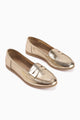 Solina Hakiki Deri Altın Makosen Ayakkabı Rahat Günlük Loafer