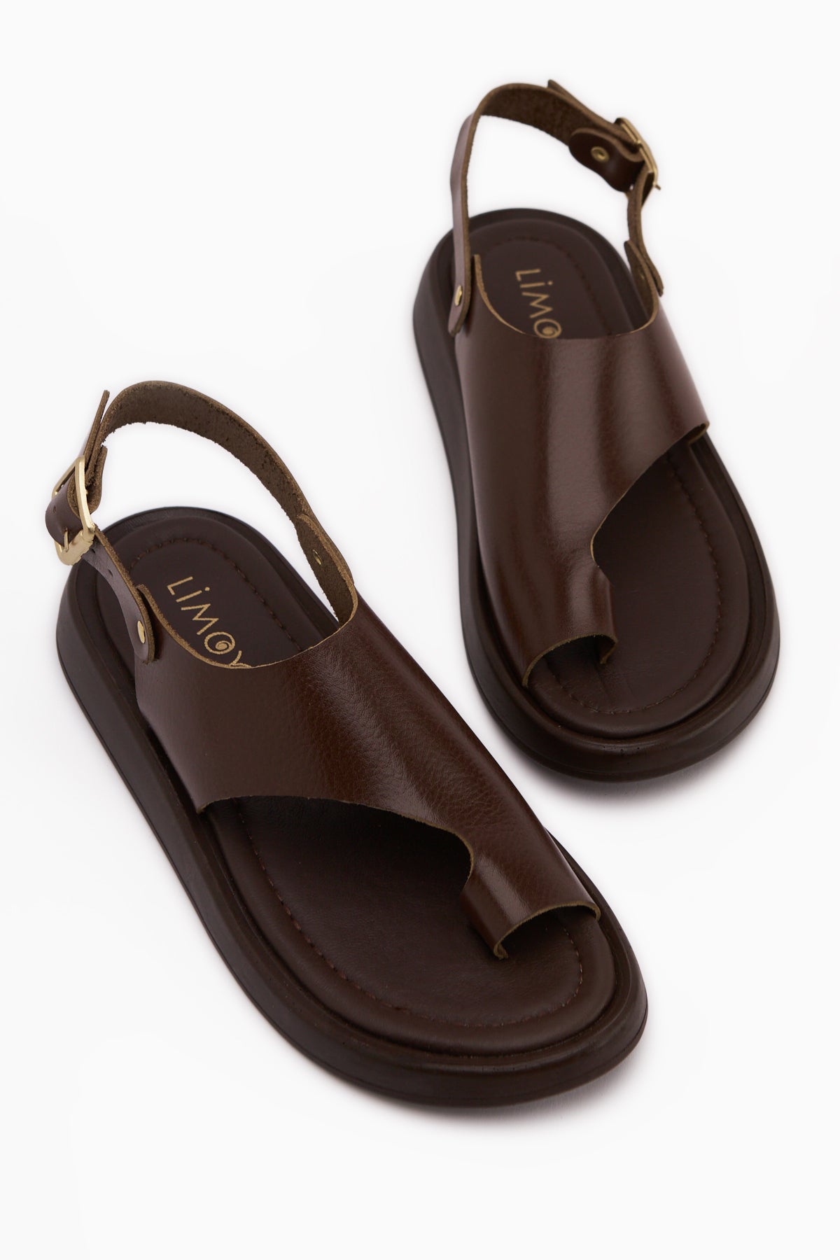 Alis Hakiki Deri Kahve Parmak Arası Kadın Sandalet