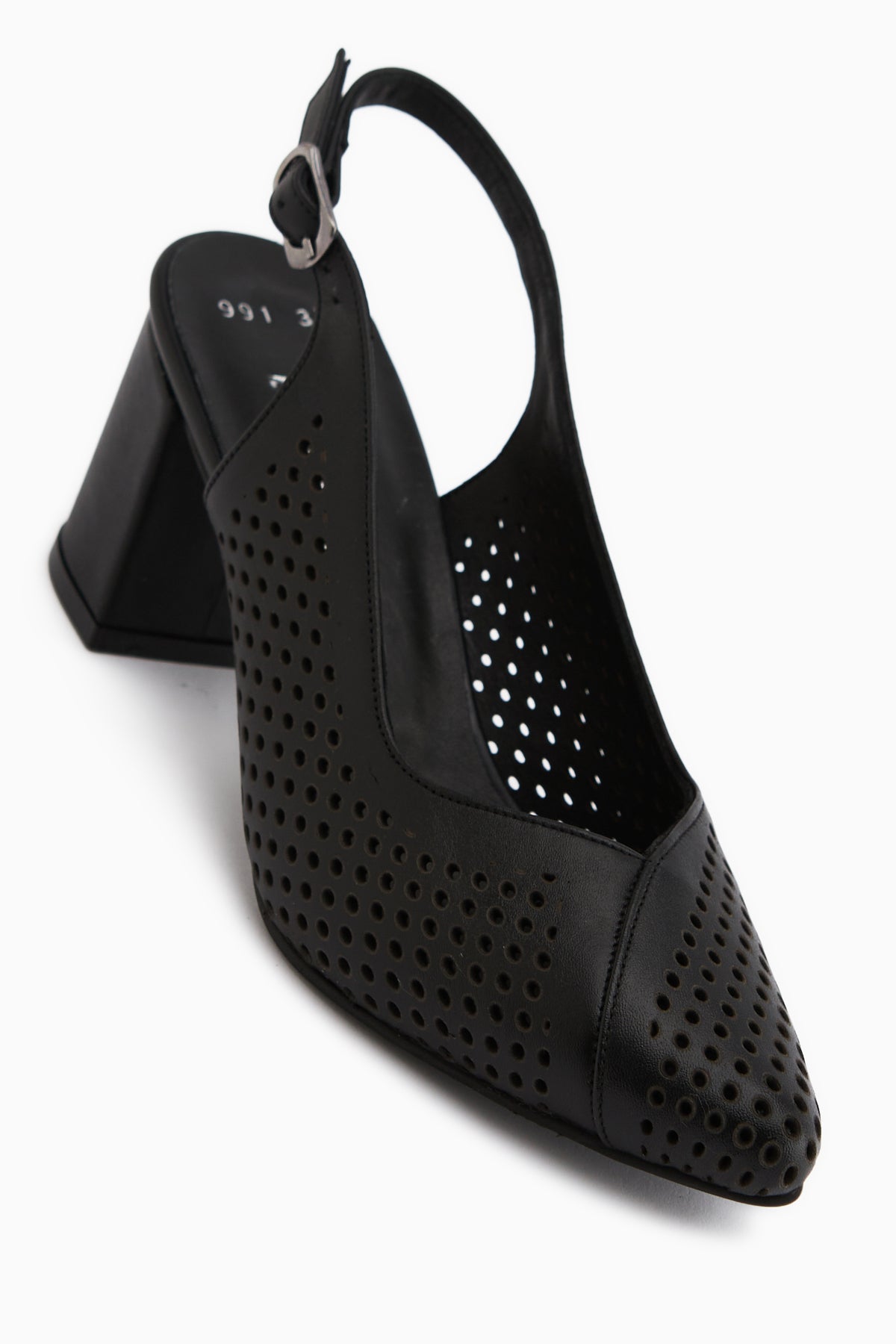 Cassie Hakiki Deri Siyah Topuklu Kadın Sandalet