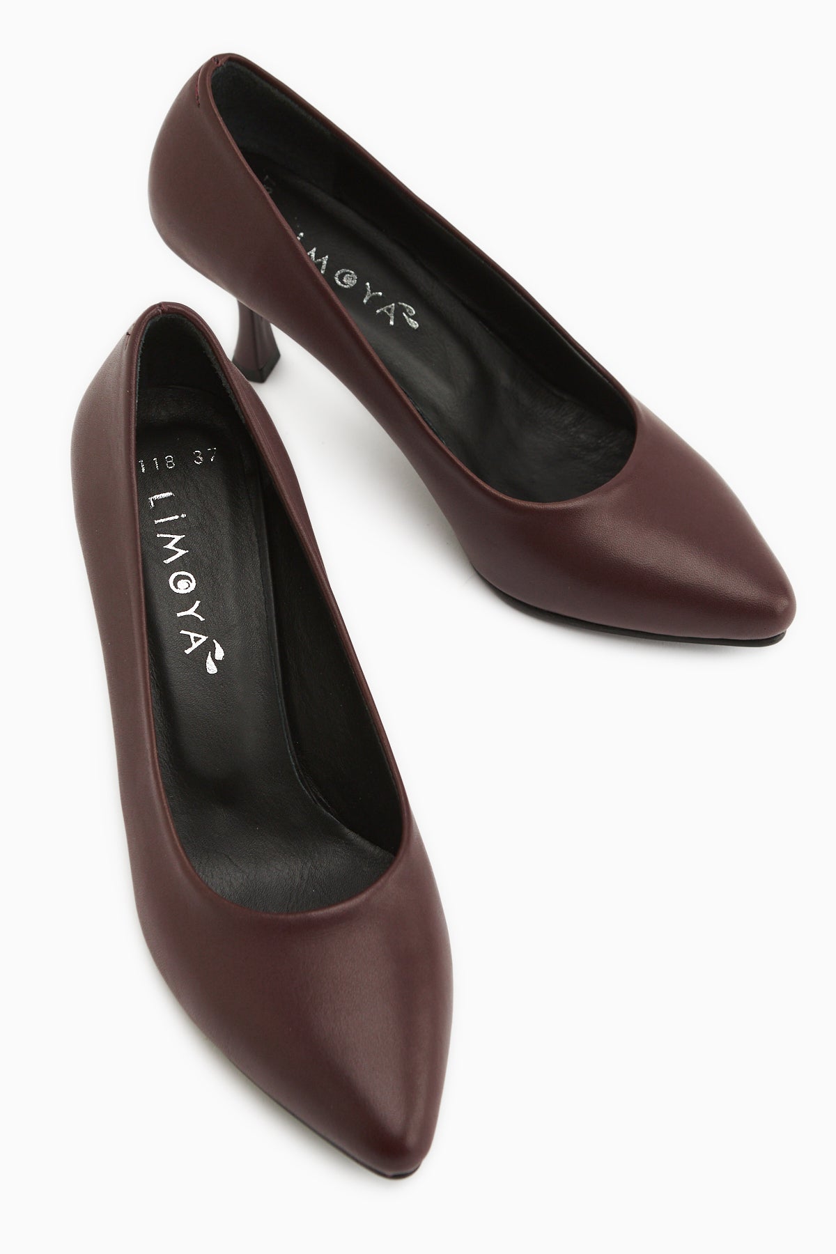 Kiara Hakiki Deri Bordo Kadın Topuklu Ayakkabı Stiletto