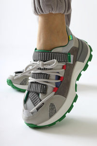 Nely Gri Asimetrik Bağcıklı Sneakers