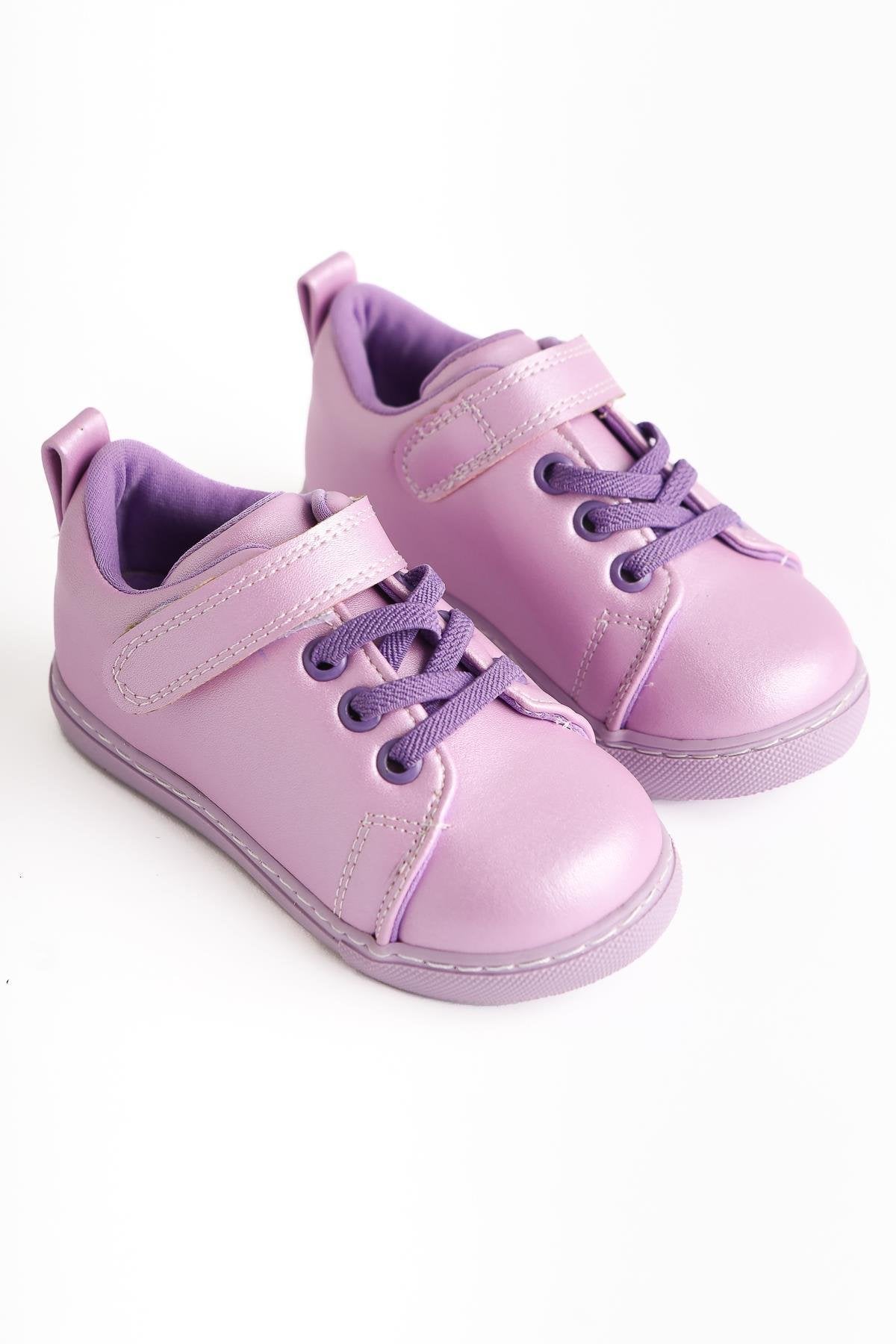 Daisy Lila Bağcıklı Cırtcırt Detaylı Bebe Spor Ayakkabı