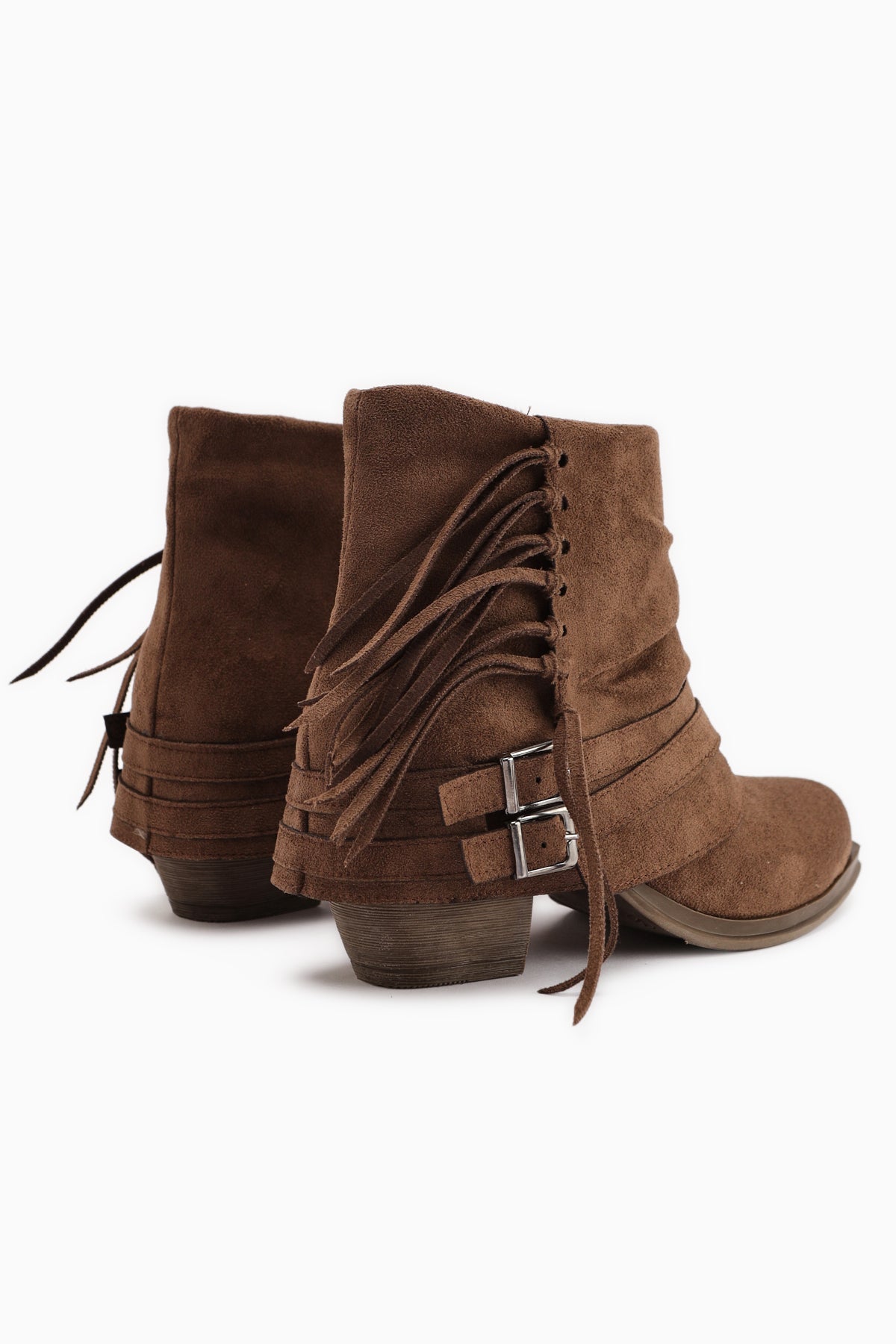 Elis Kahve Süet Tokalı Kadın Kovboy Western Bot