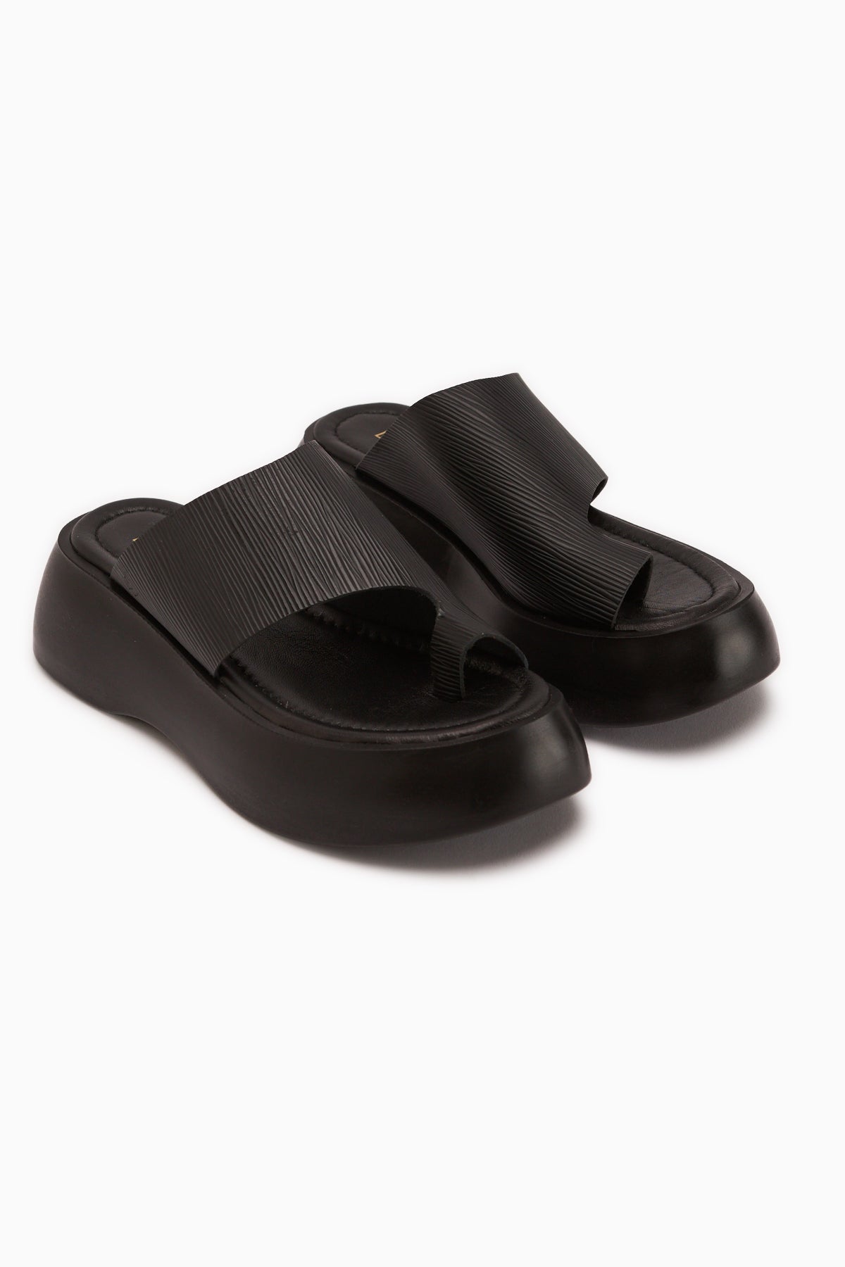 Carol Hakiki Deri Siyah Parmak Arası Kadın Terlik