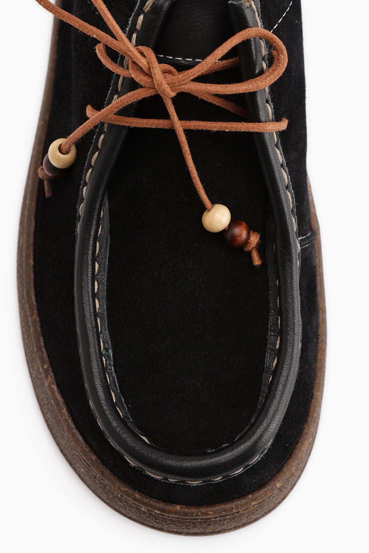 Polin Hakiki Deri Siyah Süet Bağcıklı Günlük Loafer Ayakkabı