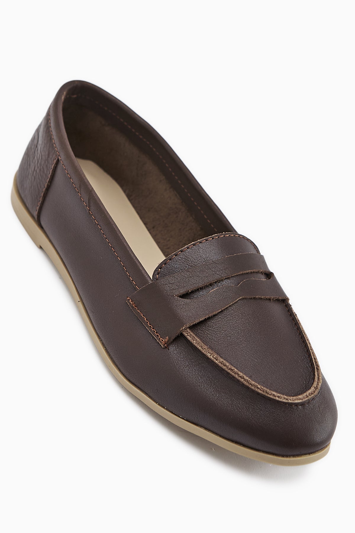 Hakiki Deri Solina Kahve Makosen Ayakkabı Rahat Günlük Loafer