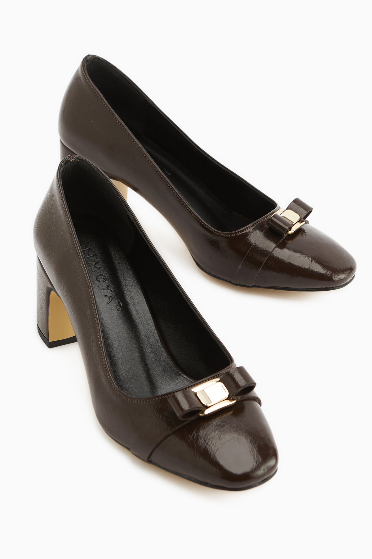 Lois Kahve Tokalı Küt Burunlu Kadın Topuklu Ayakkabı