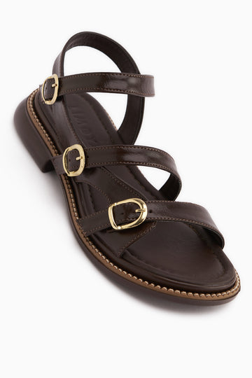 Myra Kahve Çift Bantlı Kadın Sandalet