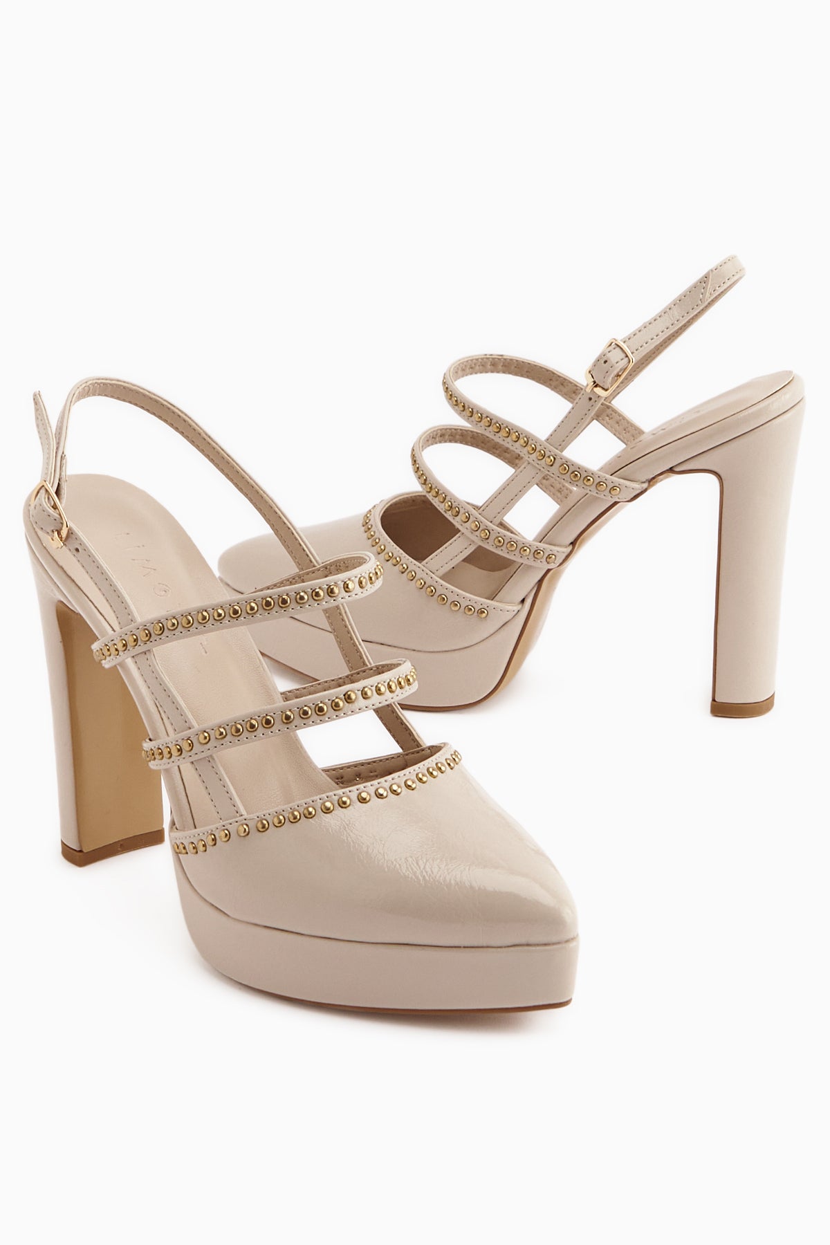 Milea Bej Zımba Detaylı Kadın Platform Topuklu Ayakkabı