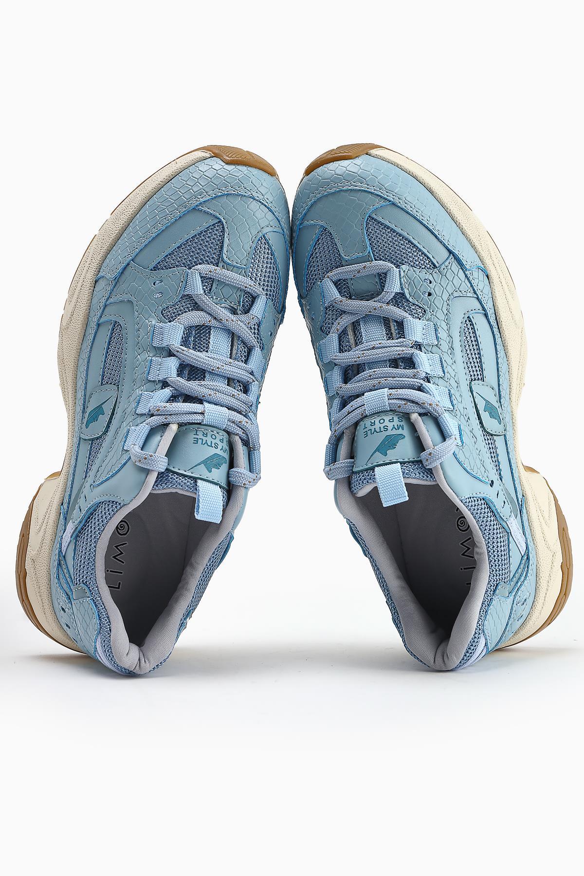 Caisa Mavi Tekstil Detaylı Bağcıklı Kadın Sneakers