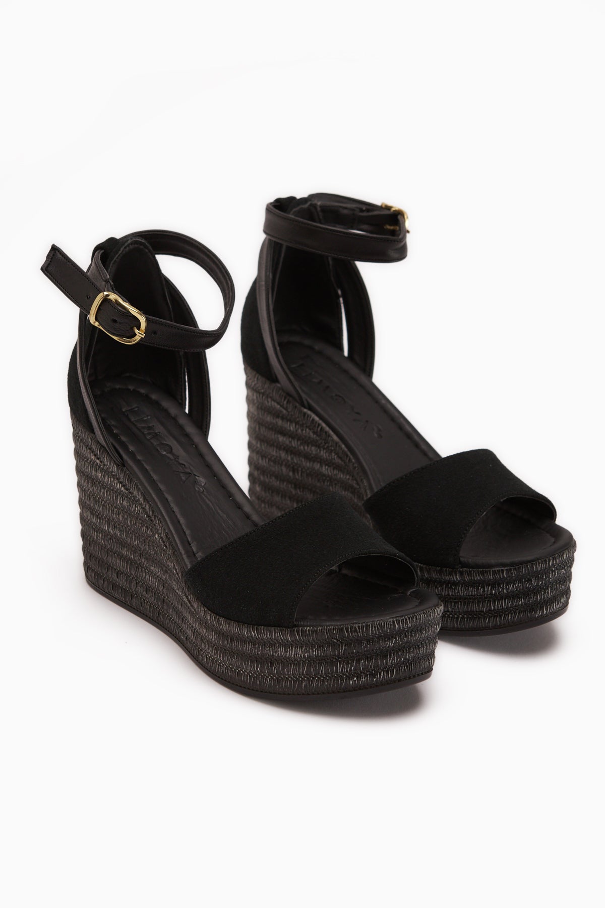 Moni Siyah Süet Dolgu Topuklu Bilekten Tokalı Kadın Sandalet