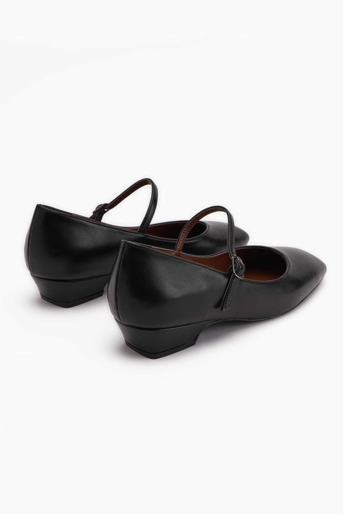 Yuphin Siyah Kısa Topuklu Kemerli Kadın Topuklu Ayakkabı